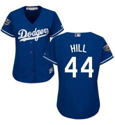Women's Majestic Los Angeles Dodgers #44 Rich Hill Authentic Royal Blue Alternate Cool Base 2018 World Series MLB Jersey
