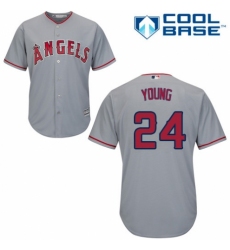 Youth Majestic Los Angeles Angels of Anaheim #24 Chris Young Authentic Grey Road Cool Base MLB Jersey