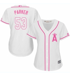 Women's Majestic Los Angeles Angels of Anaheim #53 Blake Parker Replica White Fashion Cool Base MLB Jersey