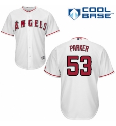 Youth Majestic Los Angeles Angels of Anaheim #53 Blake Parker Authentic White Home Cool Base MLB Jersey