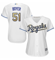 Women's Majestic Kansas City Royals #51 Blaine Boyer Authentic White Home Cool Base MLB Jersey