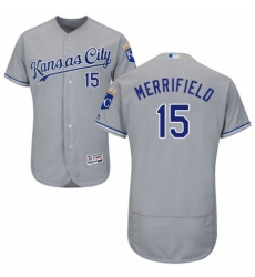 Men's Majestic Kansas City Royals #15 Whit Merrifield Grey Road Flex Base Authentic Collection MLB Jersey