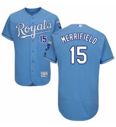 Men's Majestic Kansas City Royals #15 Whit Merrifield Light Blue Alternate Flex Base Authentic Collection MLB Jersey