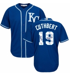 Men's Majestic Kansas City Royals #19 Cheslor Cuthbert Blue Authentic Blue Team Logo Fashion Cool Base MLB Jersey