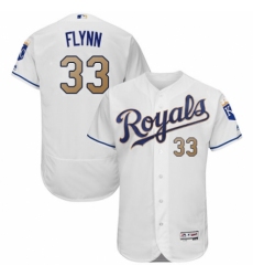 Men's Majestic Kansas City Royals #33 Brian Flynn White Flexbase Authentic Collection MLB Jersey
