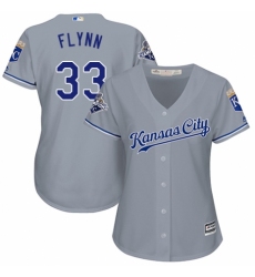 Women's Majestic Kansas City Royals #33 Brian Flynn Authentic Grey Road Cool Base MLB Jersey
