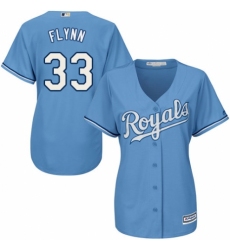 Women's Majestic Kansas City Royals #33 Brian Flynn Authentic Light Blue Alternate 1 Cool Base MLB Jersey