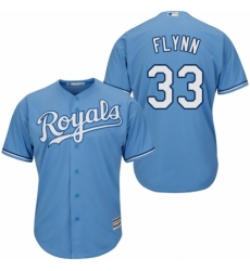Youth Majestic Kansas City Royals #33 Brian Flynn Authentic Light Blue Alternate 1 Cool Base MLB Jersey