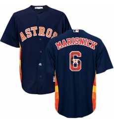 Men's Majestic Houston Astros #6 Jake Marisnick Authentic Navy Blue Team Logo Fashion Cool Base MLB Jersey