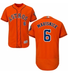 Men's Majestic Houston Astros #6 Jake Marisnick Orange Alternate Flex Base Authentic Collection MLB Jersey