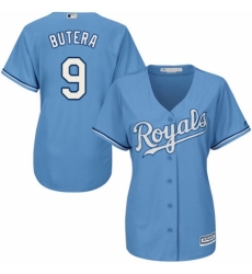 Women's Majestic Kansas City Royals #9 Drew Butera Authentic Light Blue Alternate 1 Cool Base MLB Jersey