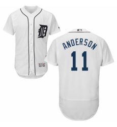 Men's Majestic Detroit Tigers #11 Sparky Anderson White Home Flex Base Authentic Collection MLB Jersey