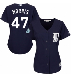 Women's Majestic Detroit Tigers #47 Jack Morris Replica Navy Blue Alternate Cool Base MLB Jersey