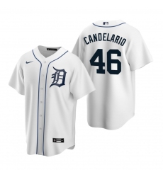 Men's Nike Detroit Tigers #46 Jeimer Candelario White Home Stitched Baseball Jersey