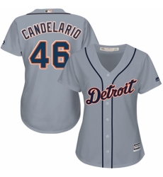 Women's Majestic Detroit Tigers #46 Jeimer Candelario Replica Grey Road Cool Base MLB Jersey