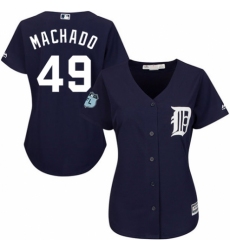 Women's Majestic Detroit Tigers #49 Dixon Machado Replica Navy Blue Alternate Cool Base MLB Jersey