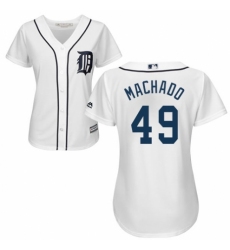 Women's Majestic Detroit Tigers #49 Dixon Machado Replica White Home Cool Base MLB Jersey