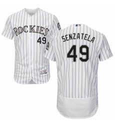 Men's Majestic Colorado Rockies #49 Antonio Senzatela White Home Flex Base Authentic Collection MLB Jersey