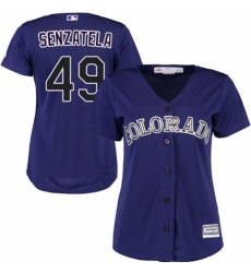 Women's Majestic Colorado Rockies #49 Antonio Senzatela Replica Purple Alternate 1 Cool Base MLB Jersey