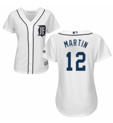 Women's Majestic Detroit Tigers #12 Leonys Martin Replica White Home Cool Base MLB Jersey