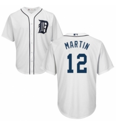 Youth Majestic Detroit Tigers #12 Leonys Martin Authentic White Home Cool Base MLB Jersey