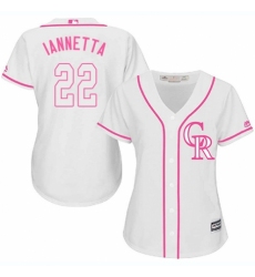 Women's Majestic Colorado Rockies #22 Chris Iannetta Replica White Fashion Cool Base MLB Jersey