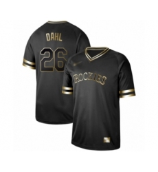 Men's Colorado Rockies #26 David Dahl Authentic Black Gold Fashion Baseball Jersey