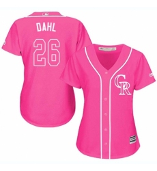 Women's Majestic Colorado Rockies #26 David Dahl Replica Pink Fashion Cool Base MLB Jersey
