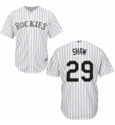 Men's Majestic Colorado Rockies #29 Bryan Shaw Replica White Home Cool Base MLB Jersey
