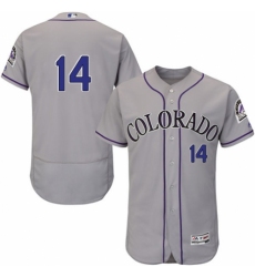 Men's Majestic Colorado Rockies #14 Tony Wolters Grey Road Flex Base Authentic Collection MLB Jersey