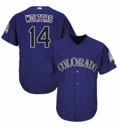 Men's Majestic Colorado Rockies #14 Tony Wolters Replica Purple Alternate 1 Cool Base MLB Jersey