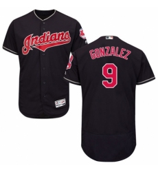 Men's Majestic Cleveland Indians #9 Erik Gonzalez Navy Blue Alternate Flex Base Authentic Collection MLB Jersey
