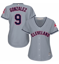 Women's Majestic Cleveland Indians #9 Erik Gonzalez Authentic Grey Road Cool Base MLB Jersey