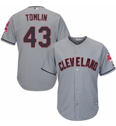 Youth Majestic Cleveland Indians #43 Josh Tomlin Replica Grey Road Cool Base MLB Jersey