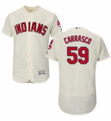 Men's Majestic Cleveland Indians #59 Carlos Carrasco Cream Alternate Flex Base Authentic Collection MLB Jersey
