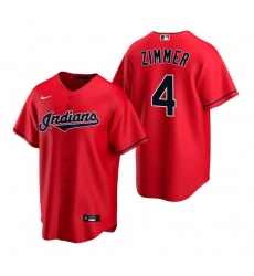 Men's Nike Cleveland Indians #4 Bradley Zimmer Red Alternate Stitched Baseball Jersey