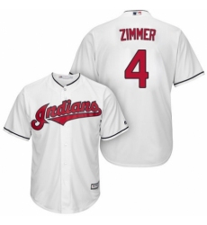 Youth Majestic Cleveland Indians #4 Bradley Zimmer Authentic White Home Cool Base MLB Jersey