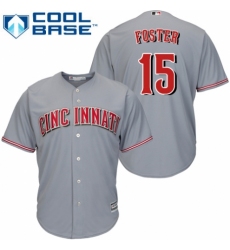 Youth Majestic Cincinnati Reds #15 George Foster Replica Grey Road Cool Base MLB Jersey