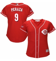 Women's Majestic Cincinnati Reds #9 Jose Peraza Authentic Red Alternate Cool Base MLB Jersey