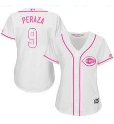 Women's Majestic Cincinnati Reds #9 Jose Peraza Authentic White Fashion Cool Base MLB Jersey