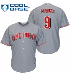 Youth Majestic Cincinnati Reds #9 Jose Peraza Replica Grey Road Cool Base MLB Jersey