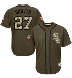 Men's Majestic Chicago White Sox #27 Lucas Giolito Authentic Green Salute to Service MLB Jersey