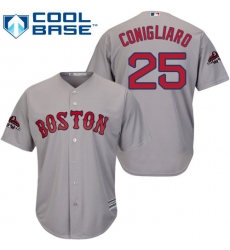 Youth Majestic Boston Red Sox #25 Tony Conigliaro Authentic Grey Road Cool Base 2018 World Series Champions MLB Jersey
