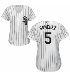 Women's Majestic Chicago White Sox #5 Yolmer Sanchez Replica White Home Cool Base MLB Jersey