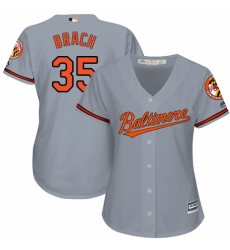 Women's Majestic Baltimore Orioles #35 Brad Brach Authentic Grey Road Cool Base MLB Jersey
