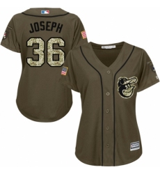Women's Majestic Baltimore Orioles #36 Caleb Joseph Authentic Green Salute to Service MLB Jersey