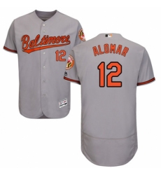 Men's Majestic Baltimore Orioles #12 Roberto Alomar Grey Road Flex Base Authentic Collection MLB Jersey
