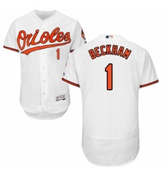 Men's Majestic Baltimore Orioles #1 Tim Beckham White Home Flex Base Authentic Collection MLB Jersey