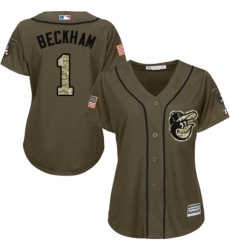 Women's Majestic Baltimore Orioles #1 Tim Beckham Authentic Green Salute to Service MLB Jersey