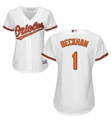 Women's Majestic Baltimore Orioles #1 Tim Beckham Replica White Home Cool Base MLB Jersey